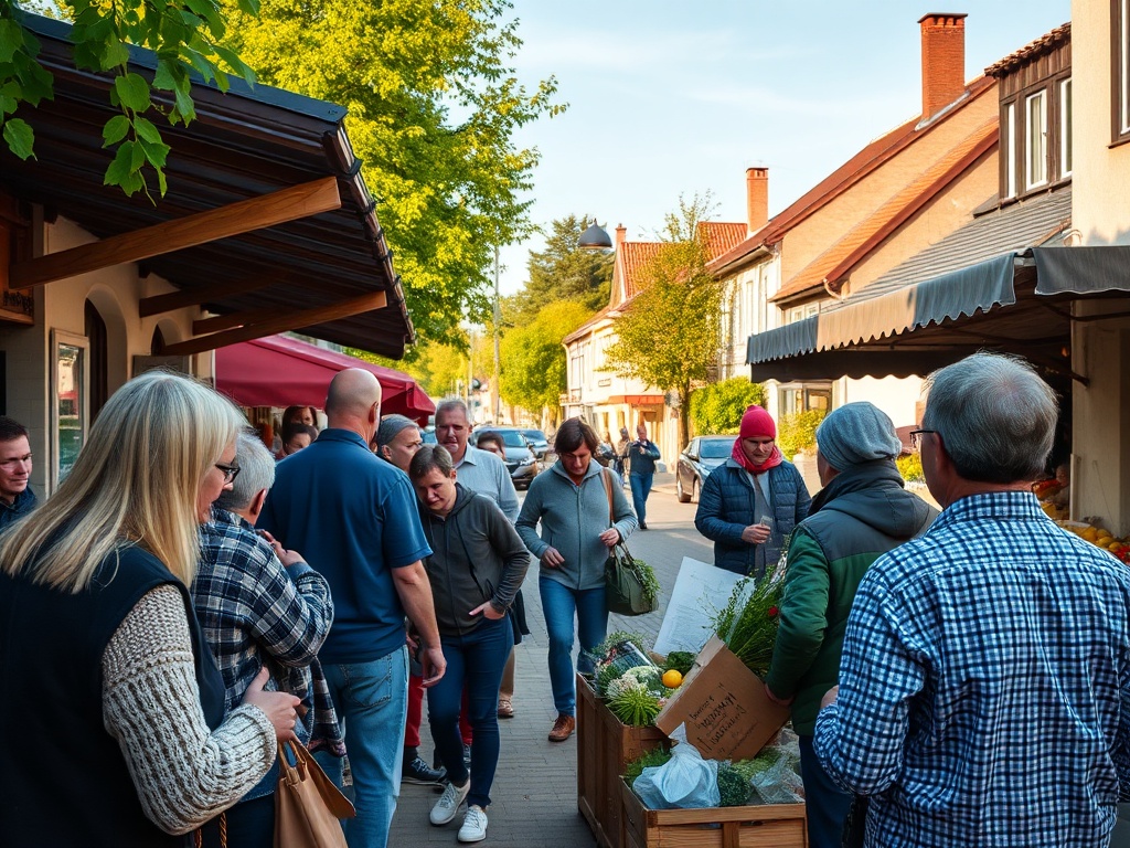 Widok na rzekę Wartę przepływającą przez Obrzycko, z widocznymi domami i zielenią.
